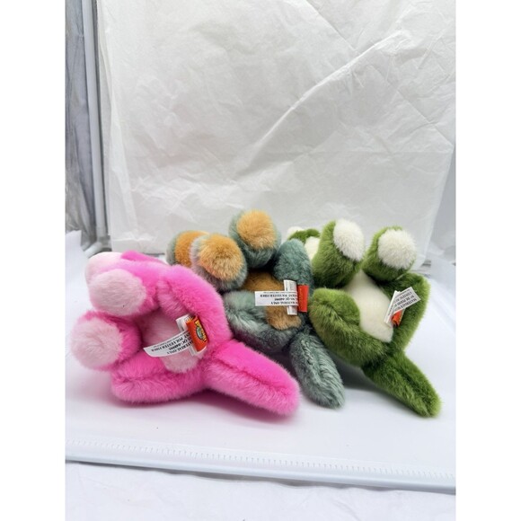 Set of 3 Adventure Planet 8" Baby Dinosaurs Green & Pink Plush Stuffed Animals - Picture 6 of 12